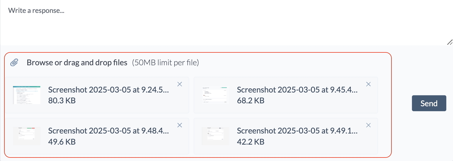 カスタマーポータルでの複数ファイルの添付