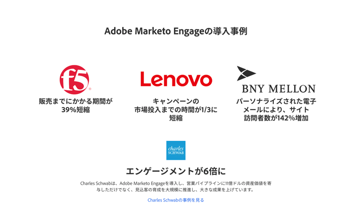 事例や顧客ロゴ掲載の例）AdobeMarketoEngagement