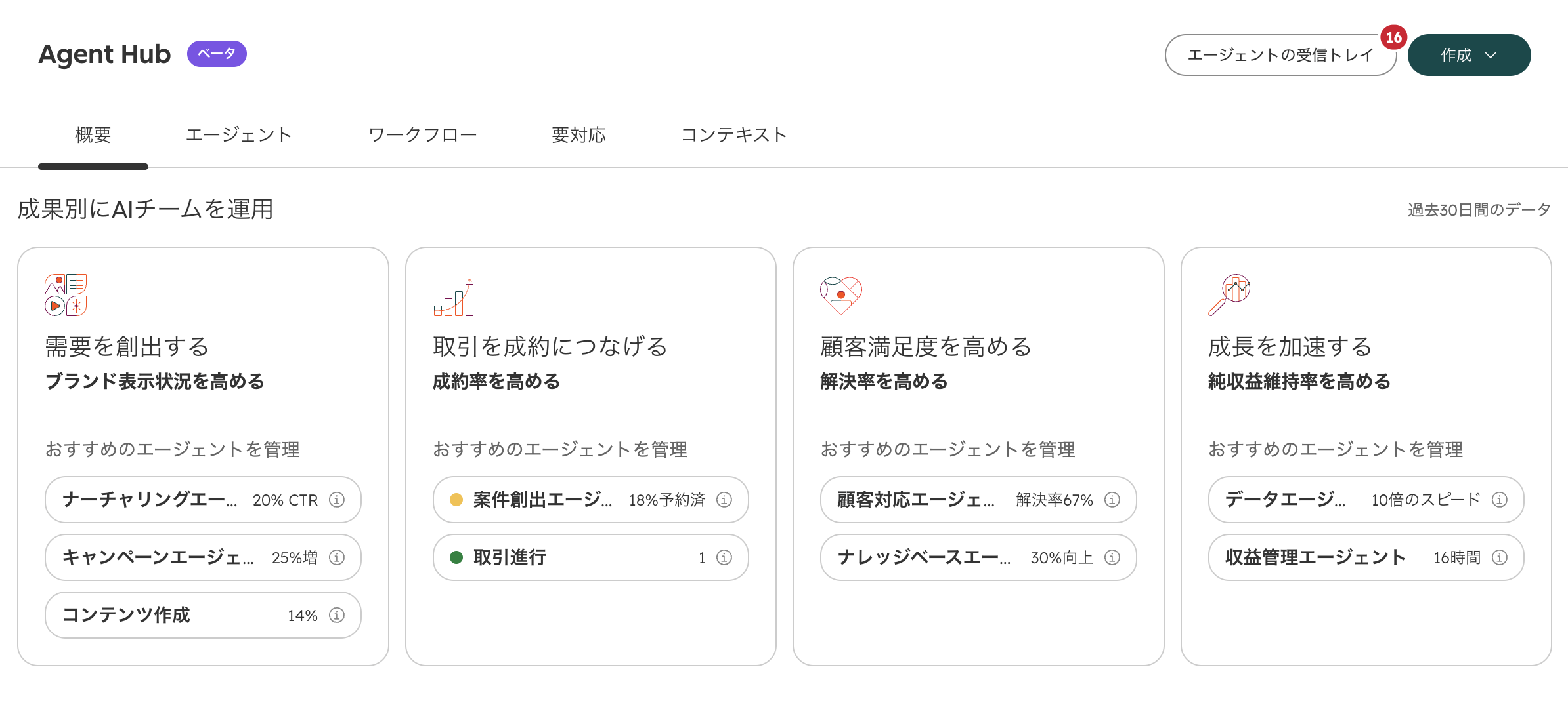 Agent Hubの管理画面